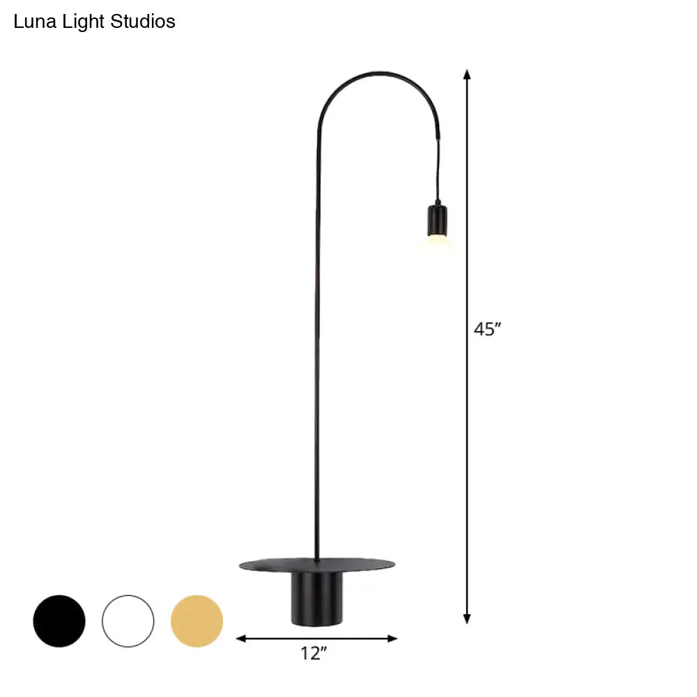 DecorBites™ Minimalist Metallic Gooseneck Wall Sconce with Bulb - Black/White/Gold Lighting Fixture