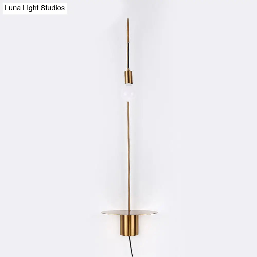 DecorBites™ Minimalist Metallic Gooseneck Wall Sconce with Bulb - Black/White/Gold Lighting Fixture