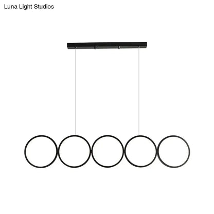 Minimalist metallic led 5 ring black suspension lamp kitchen light