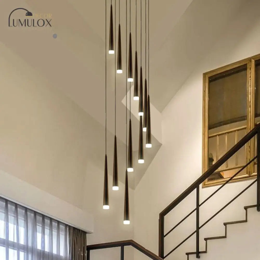 DecorBites™ Minimalist Metallic Multi Ceiling Light  Staircase Suspension Lighting with Acrylic Shade