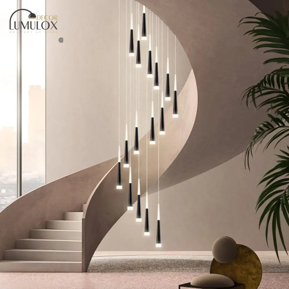 DecorBites™ Minimalist Metallic Multi Ceiling Light  Staircase Suspension Lighting with Acrylic Shade