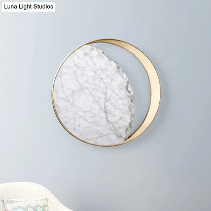 DecorBites™ Minimalist Moon Wall Lamp Marble 1-Head Sconce in Gold - Perfect for Living Room