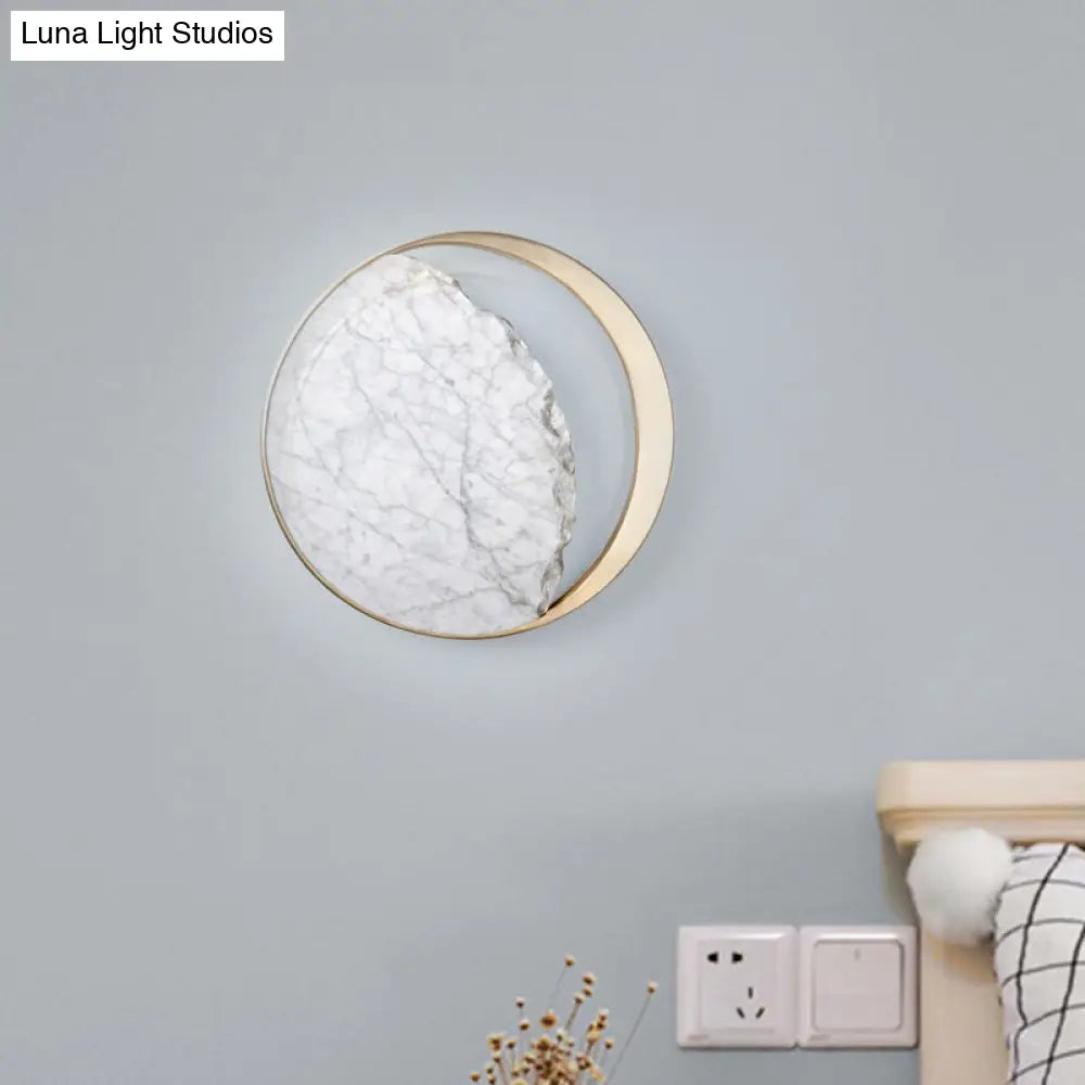 DecorBites™ Minimalist Moon Wall Lamp Marble 1-Head Sconce in Gold - Perfect for Living Room