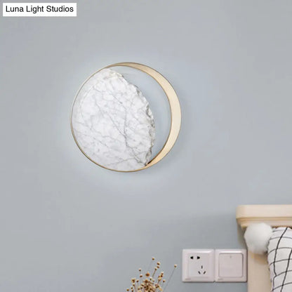 DecorBites™ Minimalist Moon Wall Lamp Marble 1-Head Sconce in Gold - Perfect for Living Room