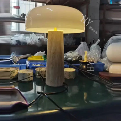 Minimalist mushroom cave stone table lamp for bedroom frosted glass