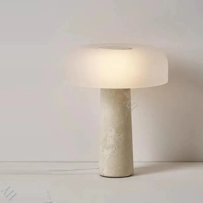 Minimalist mushroom cave stone table lamp for bedroom frosted glass