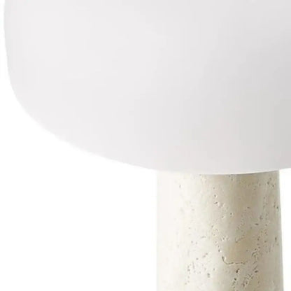 Minimalist mushroom glass and cream marble table lamp for bedroom