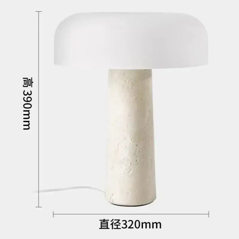 Minimalist mushroom glass and cream marble table lamp for bedroom