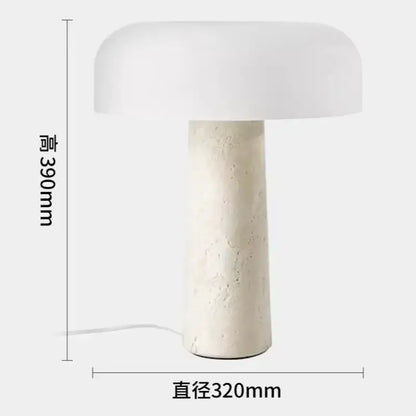 Minimalist mushroom glass and cream marble table lamp for bedroom