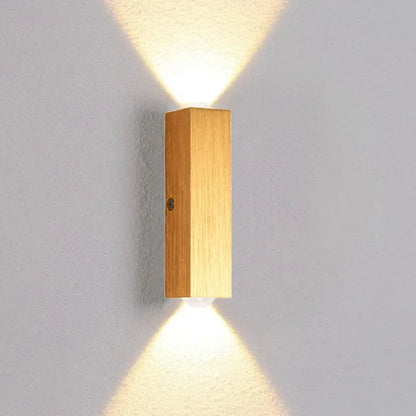 Minimalist natural wood angled wall lamp for bedroom decor