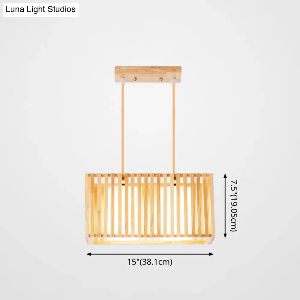 Minimalist natural wood island pendant light kitchen slatted glass