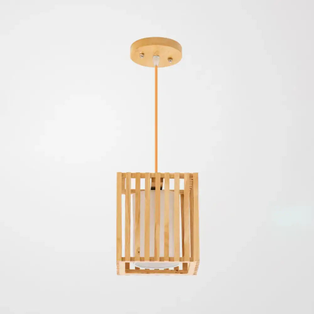 Minimalist natural wood island pendant light kitchen slatted glass