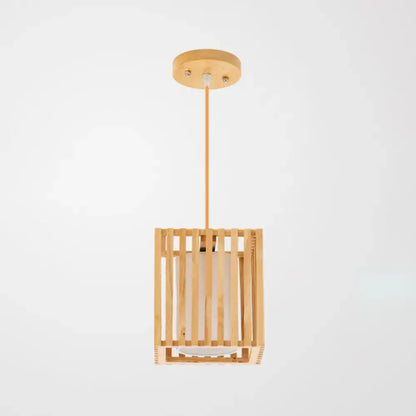 Minimalist natural wood island pendant light kitchen slatted glass