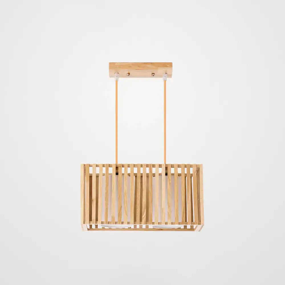 Minimalist natural wood island pendant light kitchen slatted glass