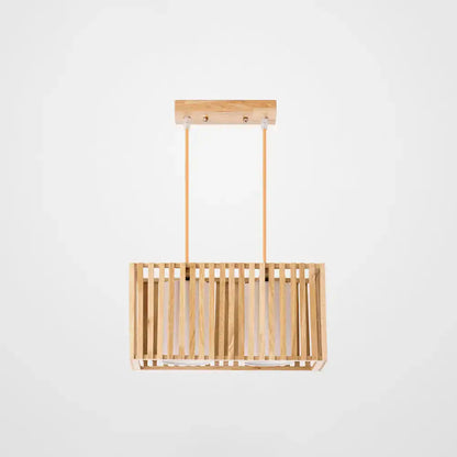 Minimalist natural wood island pendant light kitchen slatted glass