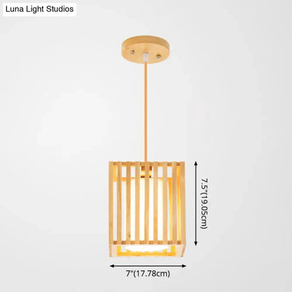 Minimalist natural wood island pendant light kitchen slatted glass