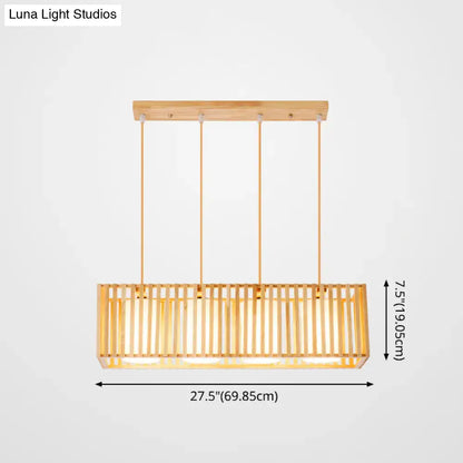 Minimalist natural wood island pendant light kitchen slatted glass