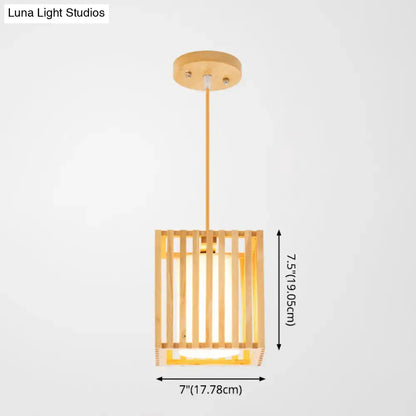 Minimalist natural wood island pendant light kitchen slatted glass