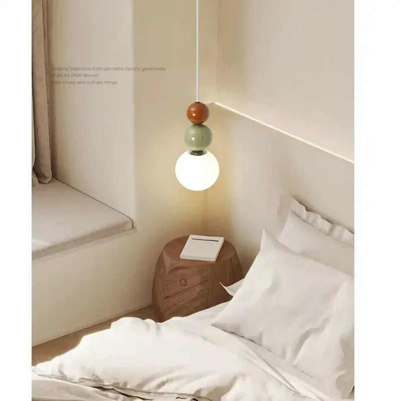 Minimalist nordic terracotta & sage pendant light bedroom