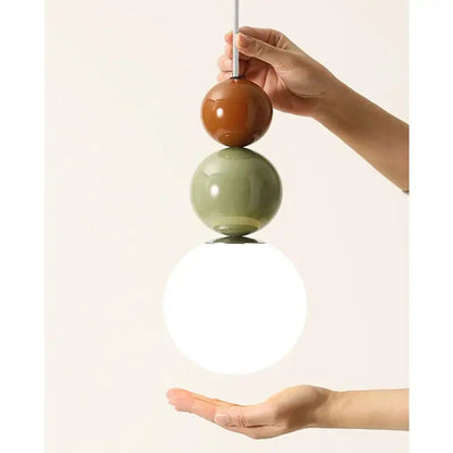 Minimalist nordic terracotta & sage pendant light bedroom