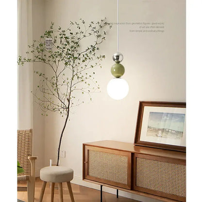 Minimalist nordic terracotta & sage pendant light bedroom