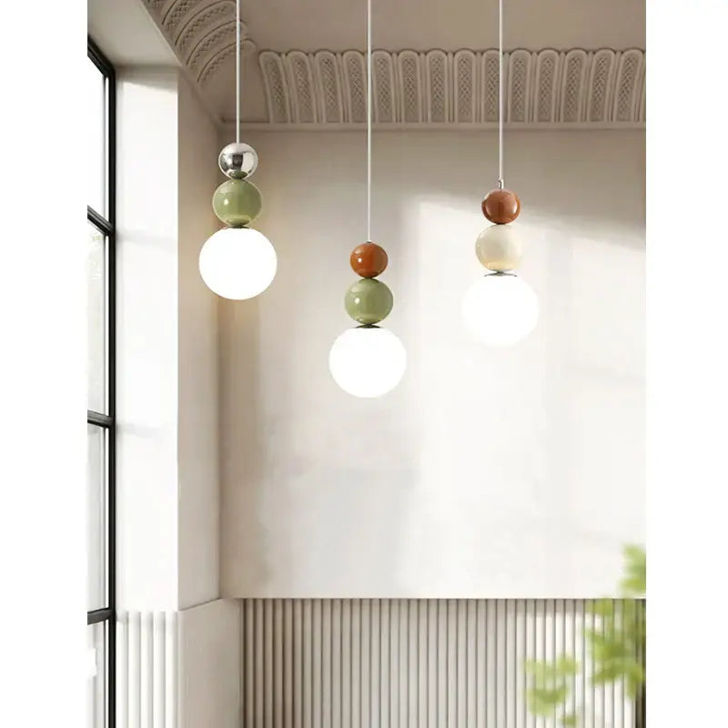 Minimalist nordic terracotta & sage pendant light bedroom