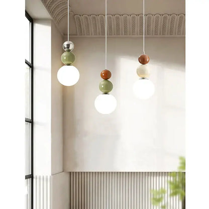 Minimalist nordic terracotta & sage pendant light bedroom