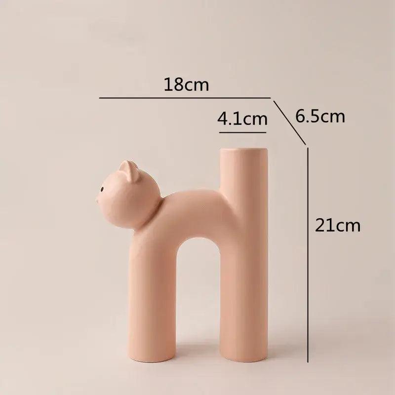 Minimalist off-white ceramic cathead tube vase living room decor