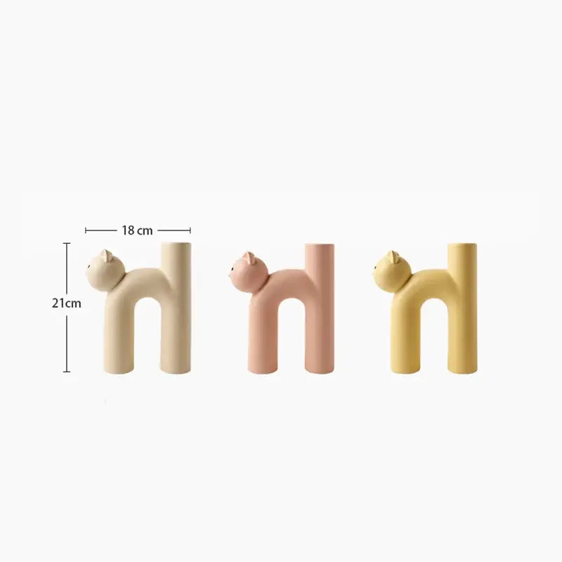 Minimalist off-white ceramic cathead tube vase living room decor