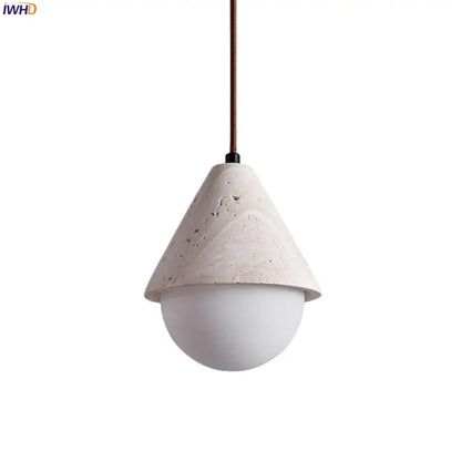 Minimalist off white creative stone led pendant light dining room