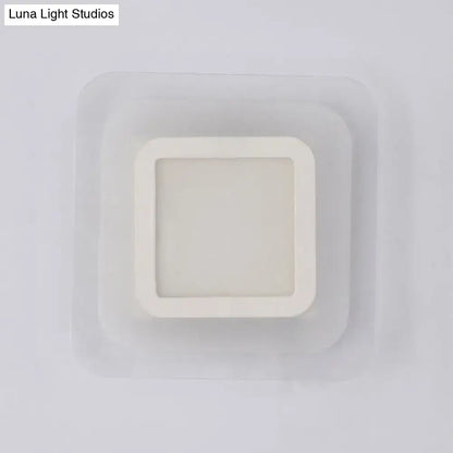 Minimalist off white square led wall lamp bedroom triangle round light