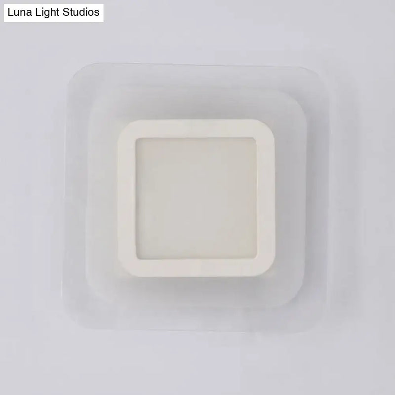 Minimalist off white square led wall lamp bedroom triangle round light