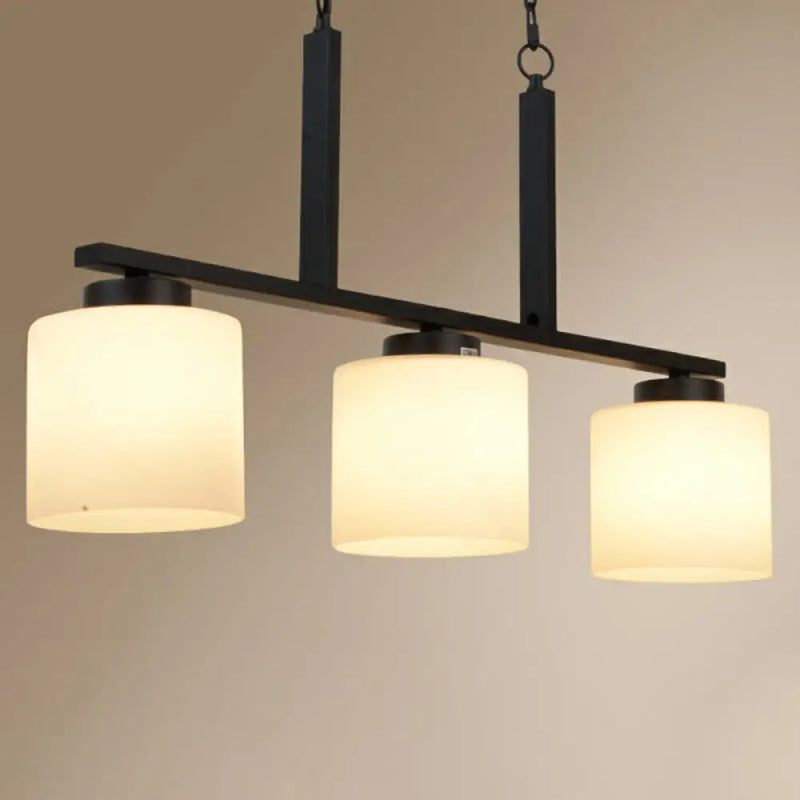 DecorBites™ Minimalist Opal Frosted Glass Island Lighting Fixture - 3 Heads Hanging Pendant Light