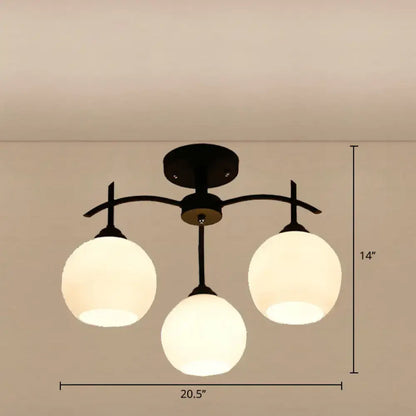 Minimalist opal glass black chandelier living room light