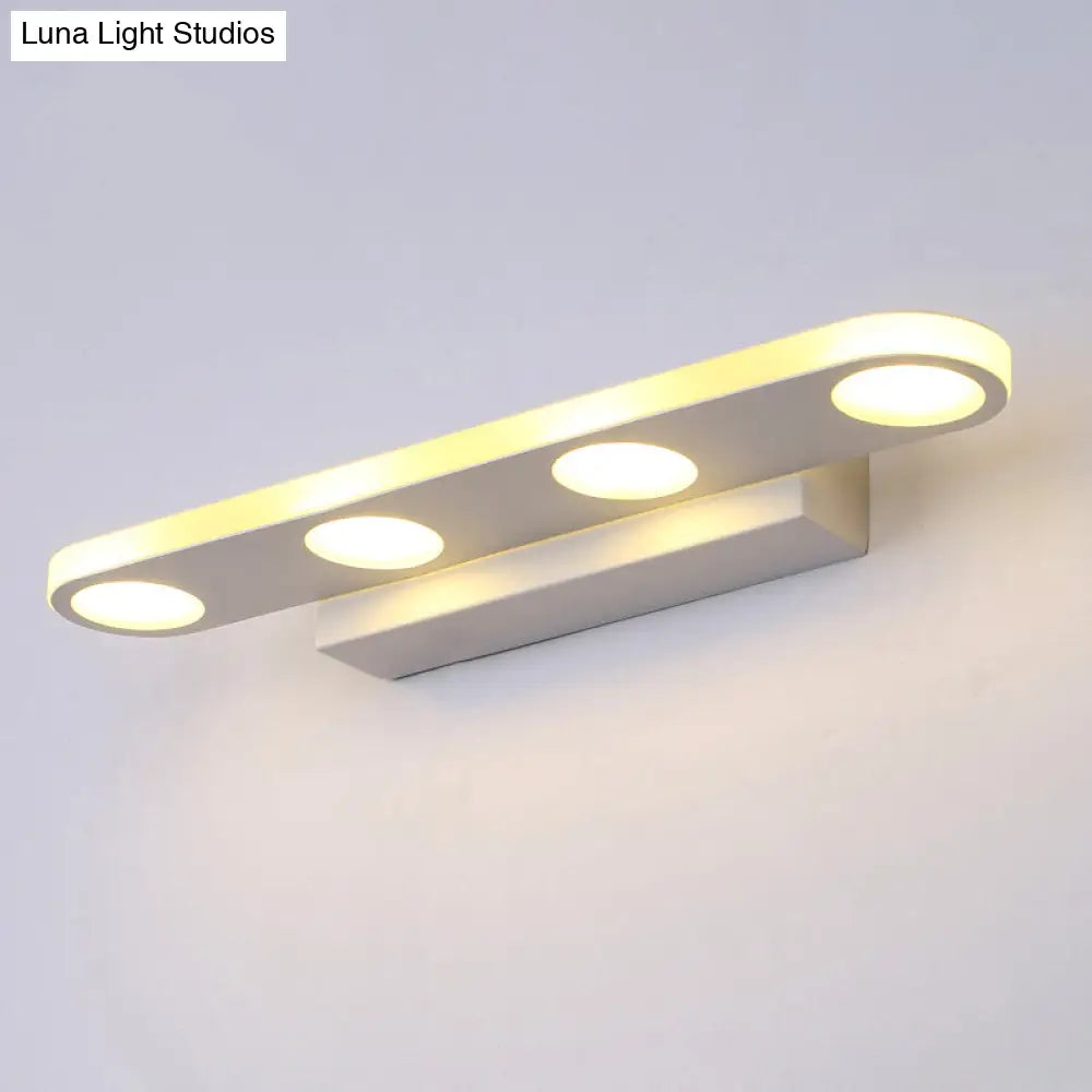 DecorBites™ Minimalist Oval Acrylic Vanity Light with 4/6 Bulbs in Warm/White - 15"/23" Length and White Finish