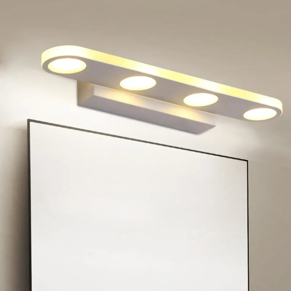 DecorBites™ Minimalist Oval Acrylic Vanity Light with 4/6 Bulbs in Warm/White - 15"/23" Length and White Finish