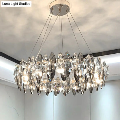 DecorBites™ Minimalist Oval Crystal Clear Pendant Chandelier - Elegant Ceiling Light for Restaurants