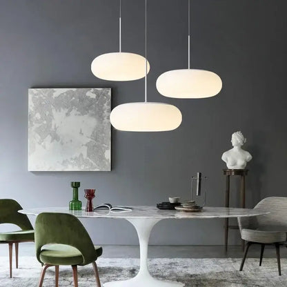 Minimalist oval white frosted glass big ball pendant lamp living room