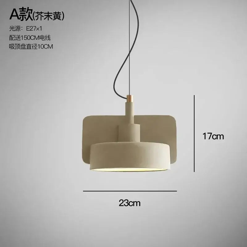 Minimalist pastel cement pendant lamp kitchen cylinder light