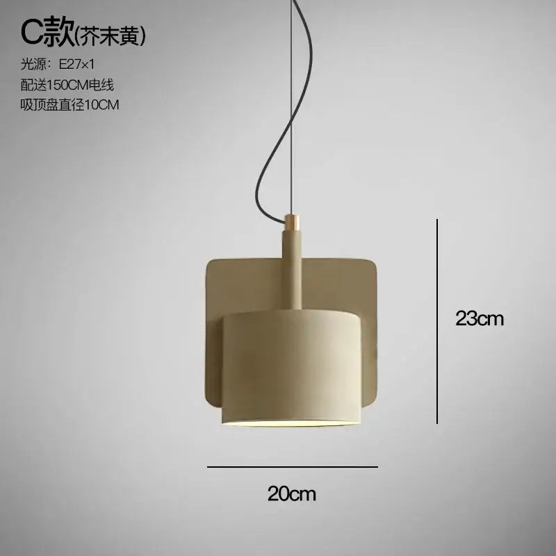 Minimalist pastel cement pendant lamp kitchen cylinder light