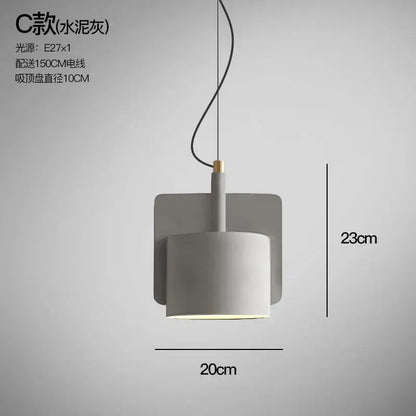 Minimalist pastel cement pendant lamp kitchen cylinder light