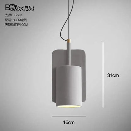 Minimalist pastel cement pendant lamp kitchen cylinder light