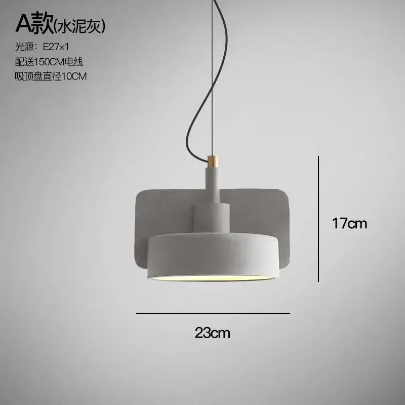 Minimalist pastel cement pendant lamp kitchen cylinder light