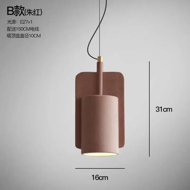 Minimalist pastel cement pendant lamp kitchen cylinder light