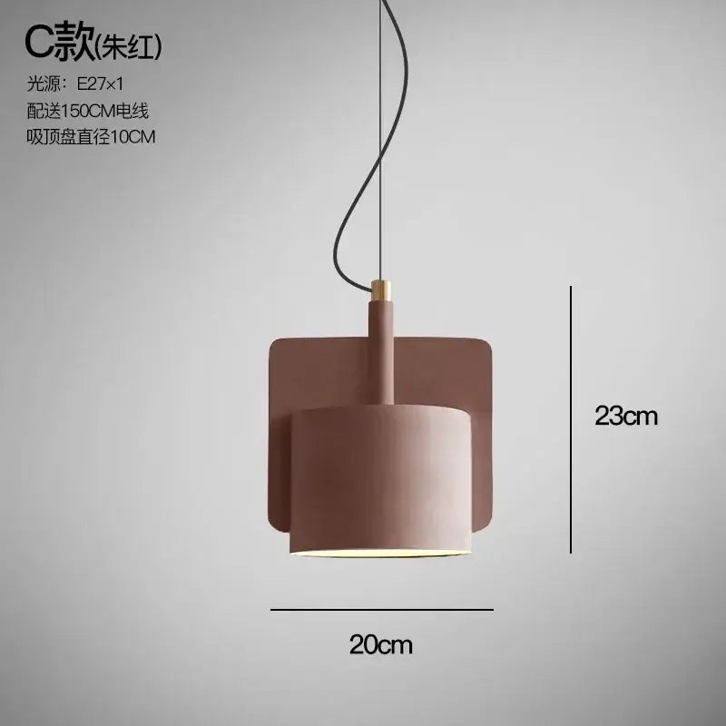 Minimalist pastel cement pendant lamp kitchen cylinder light