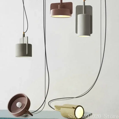 Minimalist pastel cement pendant lamp kitchen cylinder light