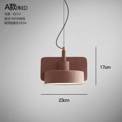Minimalist pastel cement pendant lamp kitchen cylinder light