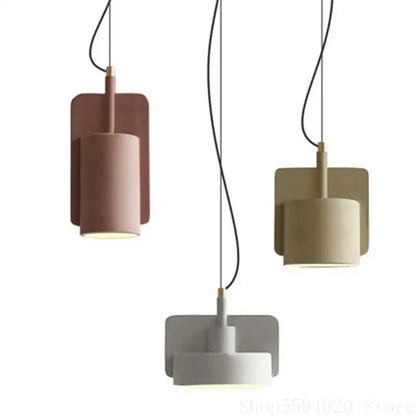 Minimalist pastel cement pendant lamp kitchen cylinder light