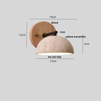 Minimalist pink concrete wall sconce bedroom light with wood backplate