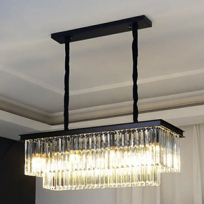 DecorBites™ Minimalist Prismatic Crystal Restaurant Pendant Light - Rectangular Island